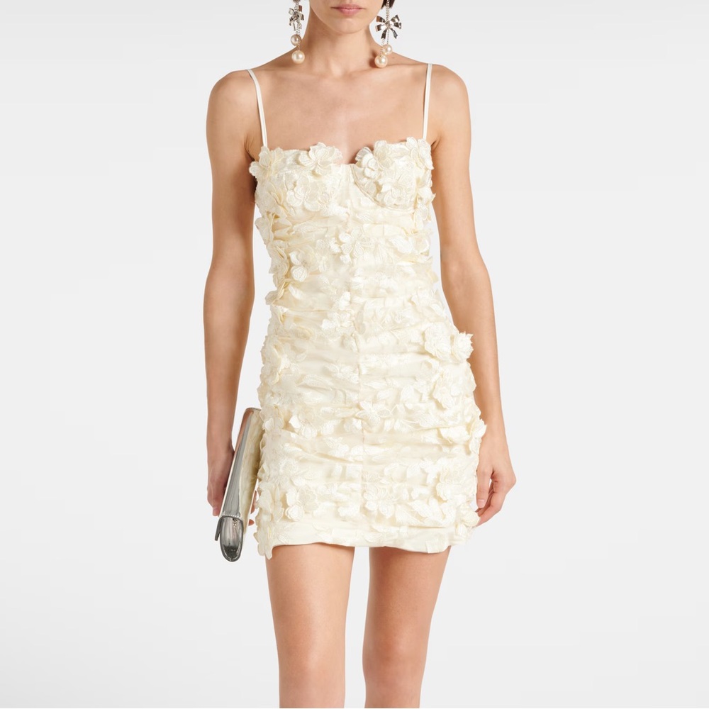 ROTATE Short Bridal Floral Appliqué Dress